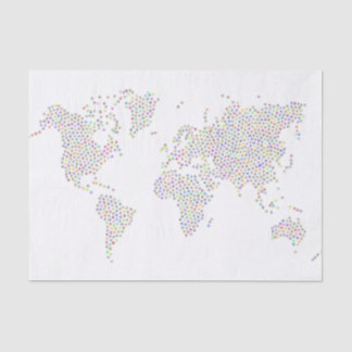 Kaart van de wereld in kleurrijke sterren tissuepapier