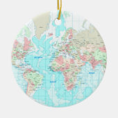 Kaart van de wereld keramisch ornament (Voorkant)