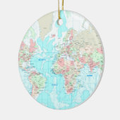 Kaart van de wereld keramisch ornament (Links)
