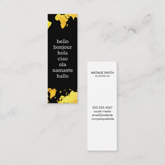 Kaart van de wereld mini visitekaartje (Voorkant / Achterkant)