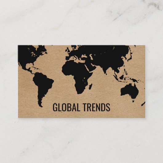 Kaart van de wereld | Naturel Visitekaartje (Voorkant)
