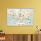 Kaart van de wereld op de prognose van Mercator Canvas Afdruk (Insitu (Woonkamer))