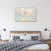 Kaart van de wereld op de prognose van Mercator Canvas Afdruk (Insitu (Slaapkamer))