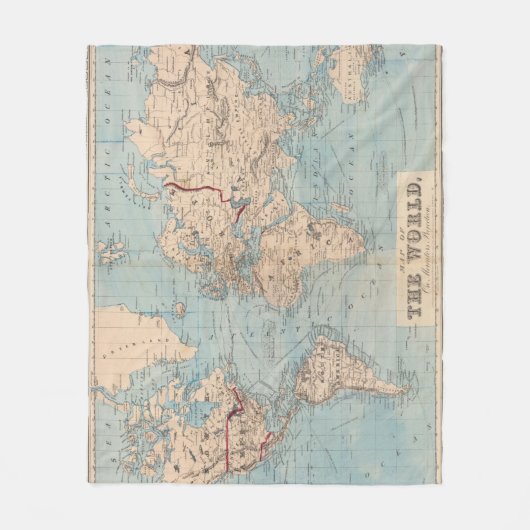 Kaart van de wereld op de prognose van Mercator Fleece Deken (Voorkant)
