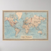 Kaart van de wereld op de prognose van Mercator Poster (Voorkant)