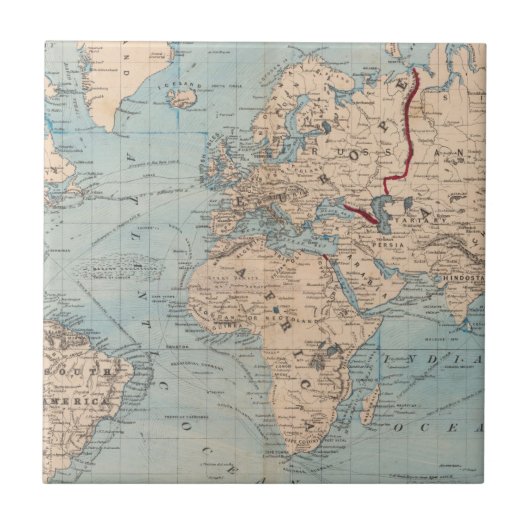 Kaart van de wereld op de prognose van Mercator Tegeltje (Voorkant)