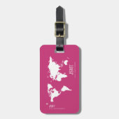 kaart van de wereld op roze bagagelabel (Voorkant verticaal)
