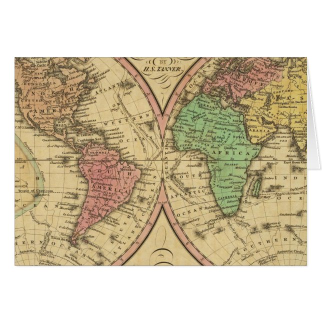 Kaart van de wereld over de mondiale projectie (Voorkant Horizontaal)