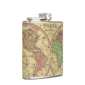 Kaart van de wereld over de mondiale projectie heupfles (Rechts)