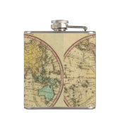 Kaart van de wereld over de mondiale projectie heupfles (Achterkant)