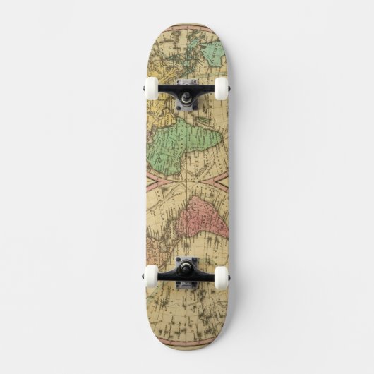 Kaart van de wereld over de mondiale projectie skateboard (Voorkant)