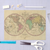 Kaart van de wereld over de mondiale projectie tissuepapier (Craft)