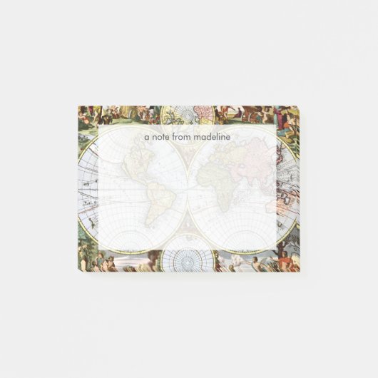 Kaart van de wereld post-it® notes (Voorkant)