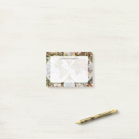 Kaart van de wereld post-it® notes (Op bureau)