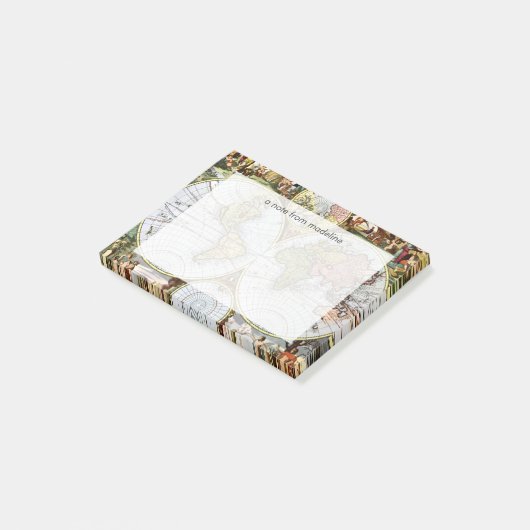 Kaart van de wereld post-it® notes (Schuin)