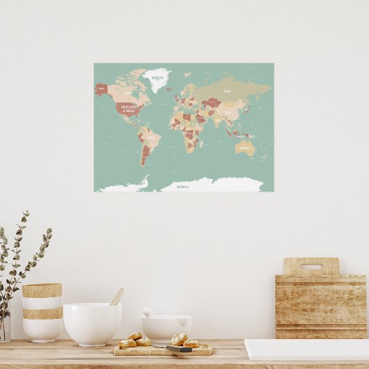 Kaart van de wereld! poster (Keuken)