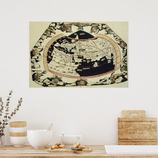 Kaart van de wereld poster (Keuken)