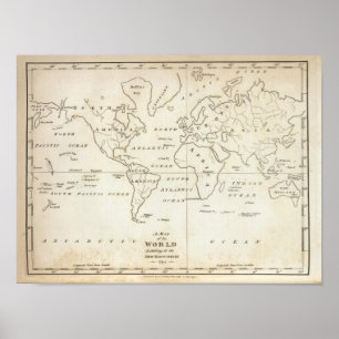 Kaart van de wereld poster