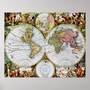 Kaart van de wereld poster