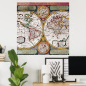  kaart van de wereld poster (Thuiskantoor)
