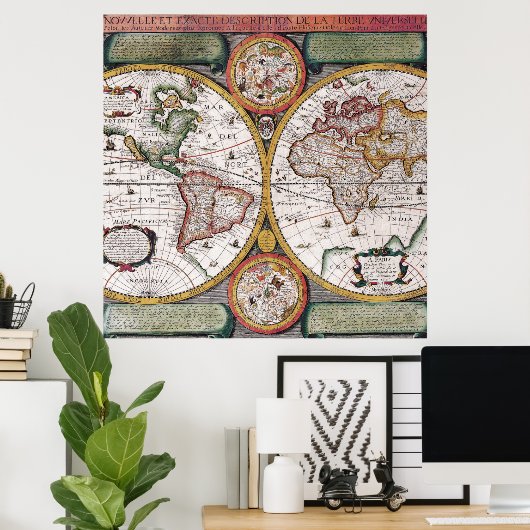 kaart van de wereld poster (Thuiskantoor)