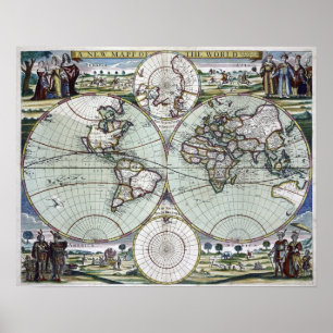 Kaart van de wereld poster