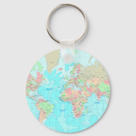 Kaart van de wereld sleutelhanger