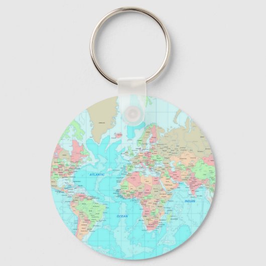 Kaart van de wereld sleutelhanger (Voorkant)
