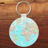 Kaart van de wereld sleutelhanger (Voorkant)