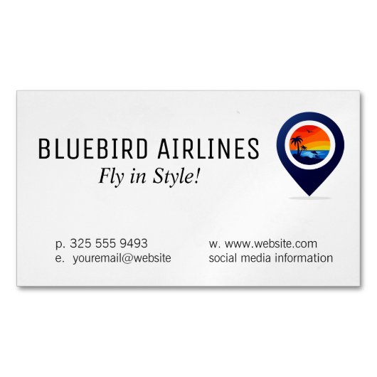 Kaart van de Wereld | Tropisch Eiland Magnetisch Visitekaartje (Voorkant)