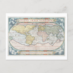 Kaart van de wereld vanaf 1570 Briefkaart