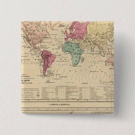 Kaart van de wereld vierkante button 5,1 cm (Voorkant)