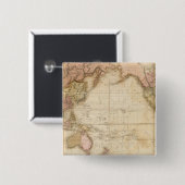 Kaart van de wereld vierkante button 5,1 cm (Voorkant /achterkant)