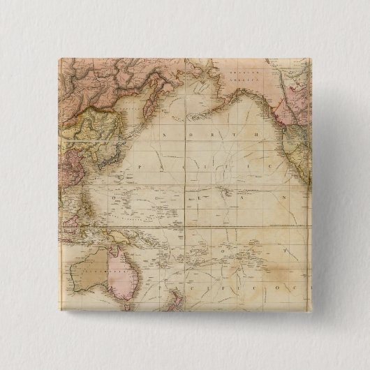 Kaart van de wereld vierkante button 5,1 cm (Voorkant)