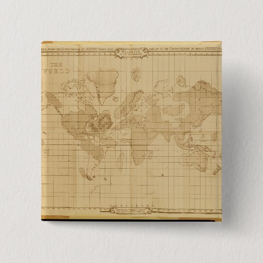 Kaart van de wereld vierkante button 5,1 cm (Voorkant)