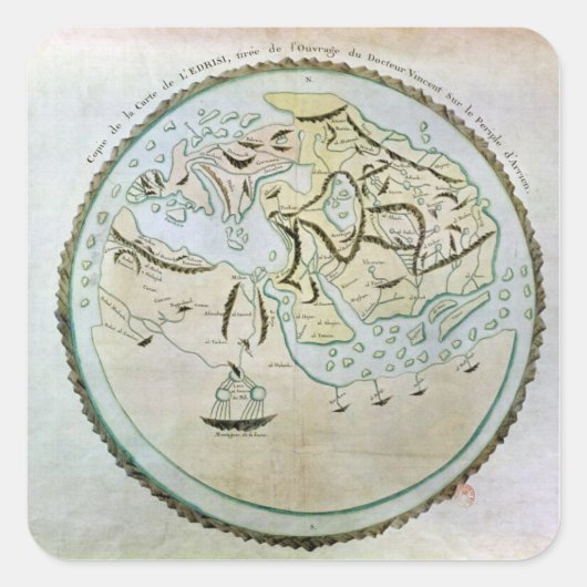 Kaart van de wereld vierkante sticker (Voorkant)