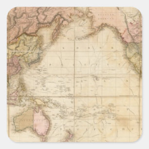 Kaart van de wereld vierkante sticker