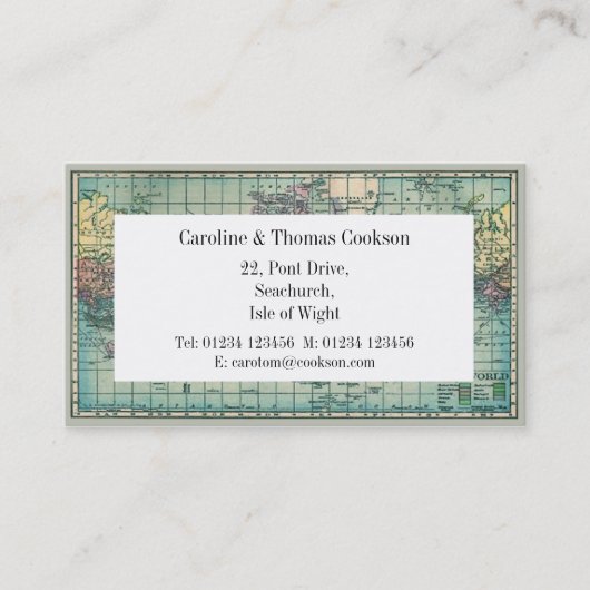 Kaart van de wereld visitekaartje (Voorkant)