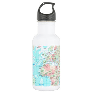 Kaart van de wereld waterfles