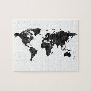 Kaart van de Wereld Waterverf Black Legpuzzel
