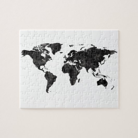 Kaart van de Wereld Waterverf Black Legpuzzel (Horizontaal)