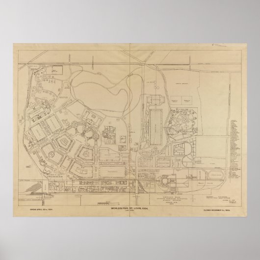 Kaart van de Wereldbeurs van 1904 in St. Louis, Mi Poster (Voorkant)