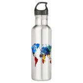 kaart van de wereldillustratie waterfles (Voorkant)