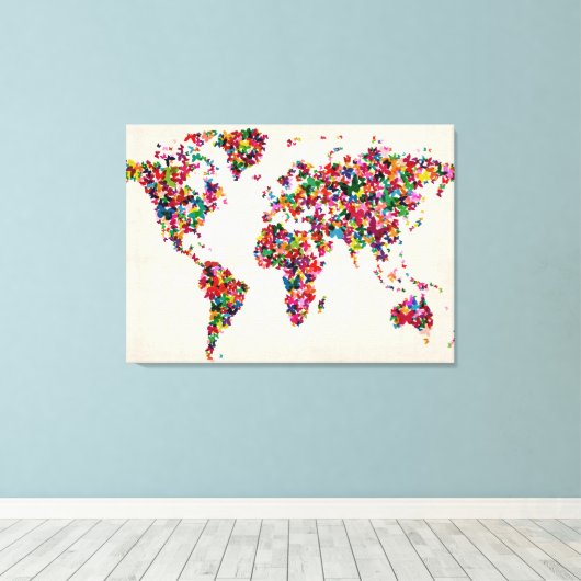 Kaart van de Wereldkaart Canvas Afdruk (Insitu (Houten vloer))