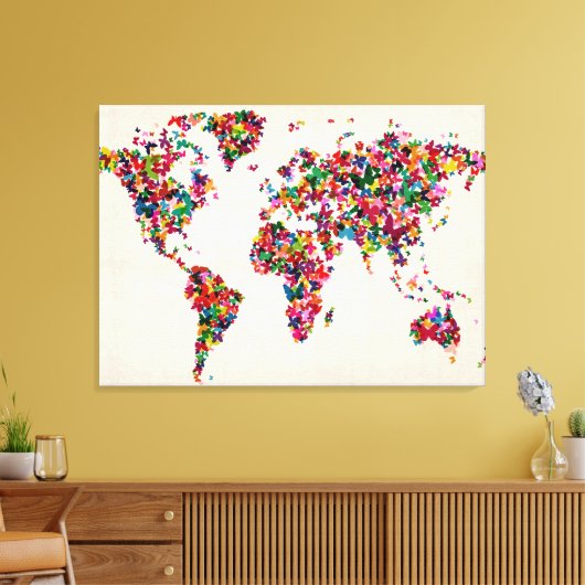 Kaart van de Wereldkaart Canvas Afdruk (Insitu (Woonkamer))