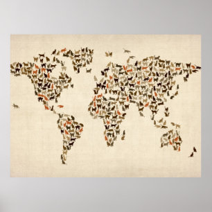 Kaart van de Wereldkaart Poster