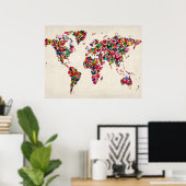 Kaart van de Wereldkaart Poster (Thuiskantoor)