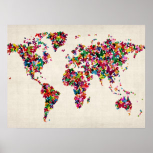 Kaart van de Wereldkaart Poster