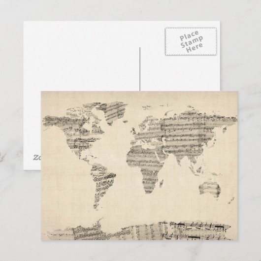 Kaart van de Wereldkaart van de Oude Muziek van he (Voorkant / Achterkant)