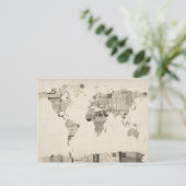 Kaart van de Wereldkaart van oude Briefkaarten (Staand voorkant)